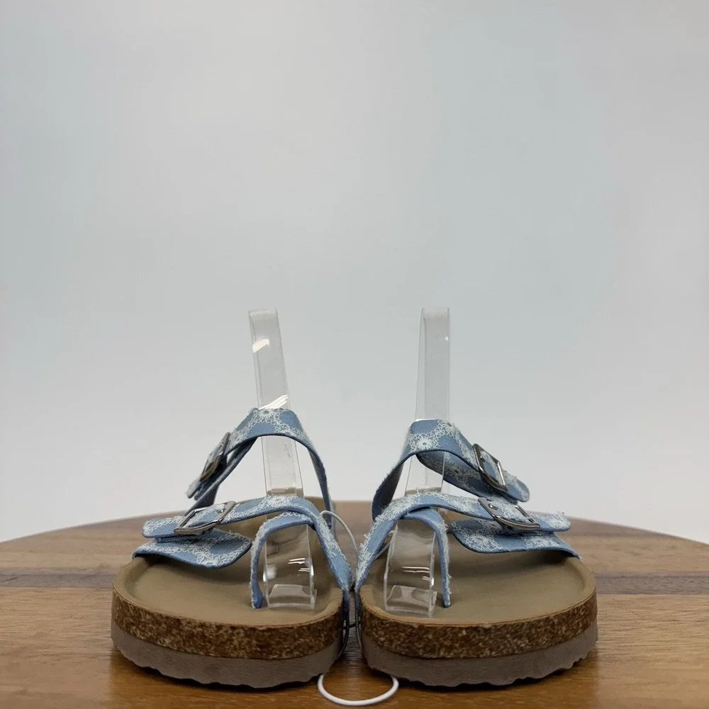 New Big Kids‎ Girls Steve Madden Beached Denim Strappy Slides Sandals Size 2